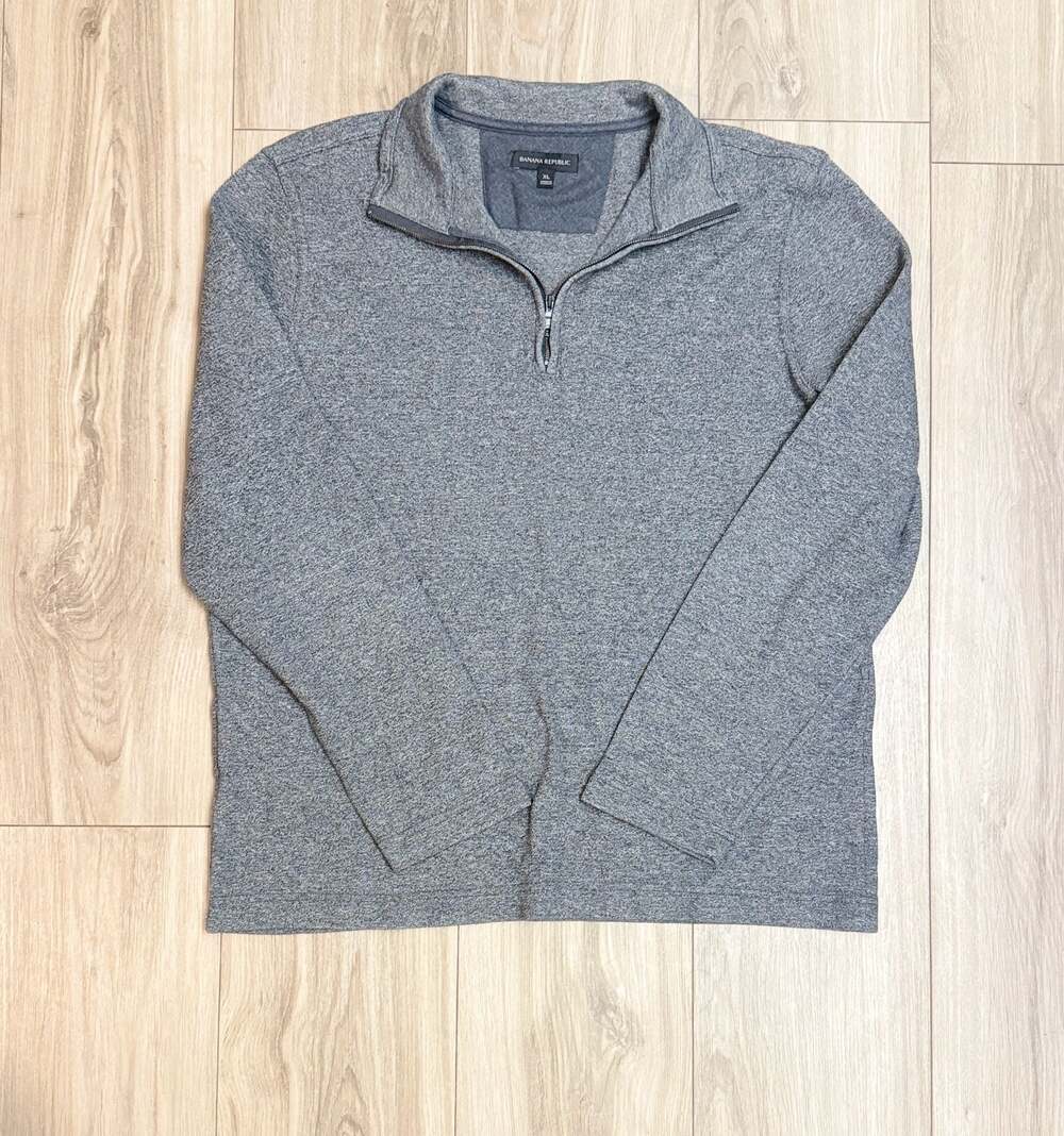 Banana Republic Men's Gray Quarter-Zip Fleece Pullover Sweatshirt Sz XL